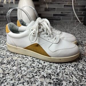Tread White and Tan Unisex Leather Sneakers